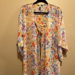 Flora Nikrooz Floral Small Chemise Slip and Small/Medium Robe